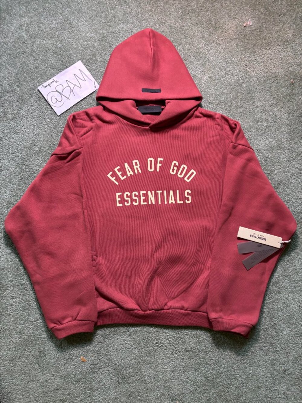 Fear Of God Essentials Crimson Fleece Hoodie - (READ DESCRIPTION)